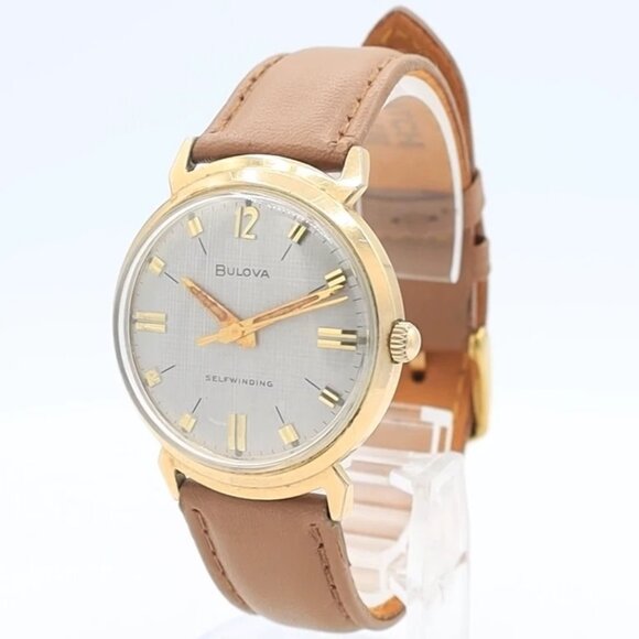 Vintage 1965 Bulova 2385 Linen Dial Men's Automatic Wristwatch 11 ALAC Swiss - Picture 1 of 5